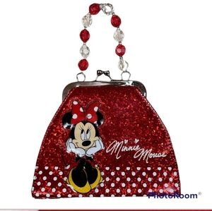 MINNIE MOUSE red glitter mini purse Disney Parks
